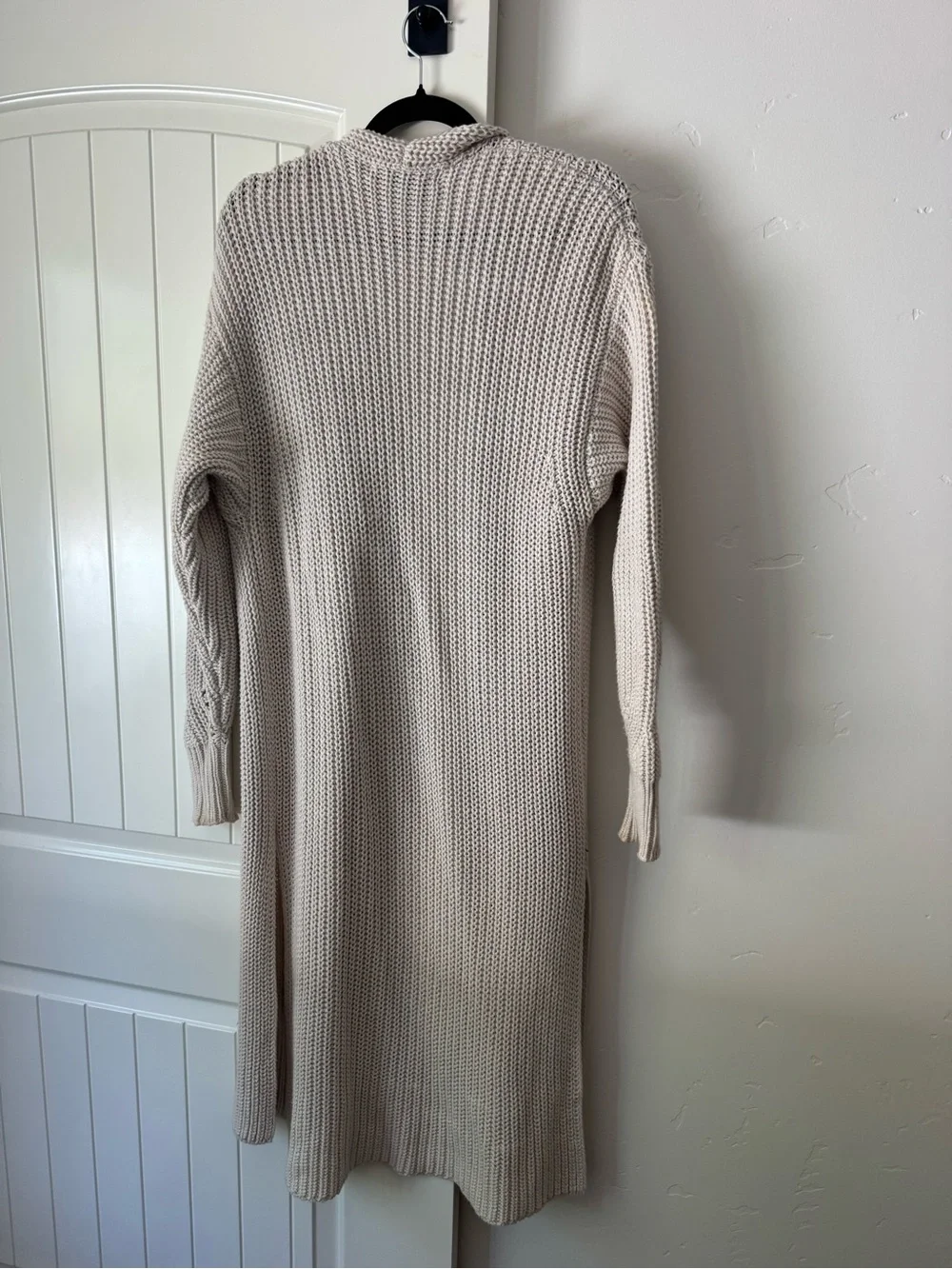 360 Sweater Long Open-Front Ribbed Cardigan - Cream